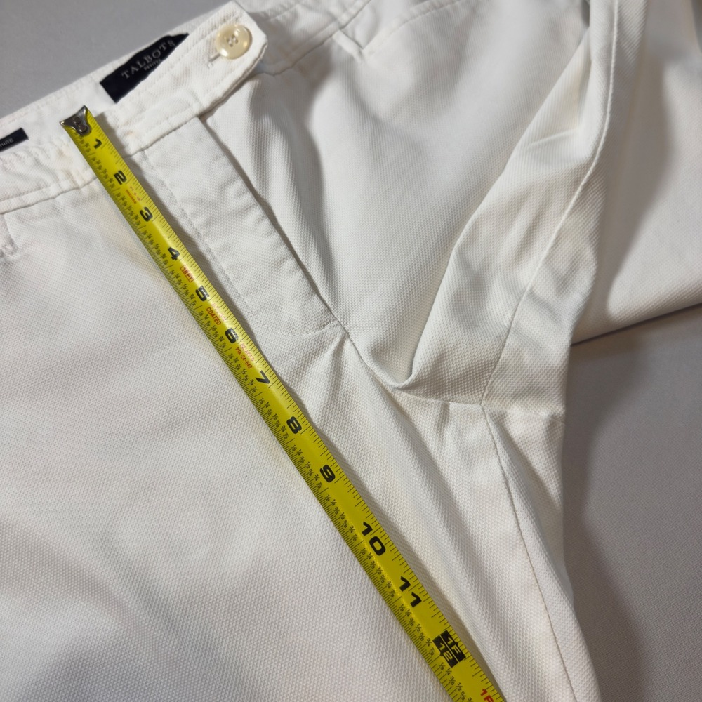 Talbots Hampshire Petites White Textured Ankle Pants 12P Cotton Blend Straight - Picture 9 of 10